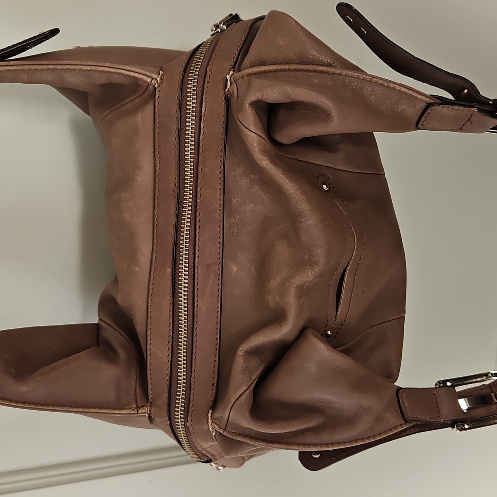 B. makowsky Studded Brown Leather Hobo Bag - Picture 7 of 11